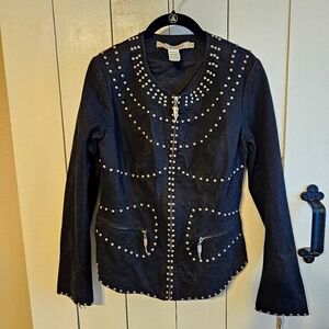 Monoreno Black Jacket with  pockets zipper and embelishmed detail Size S